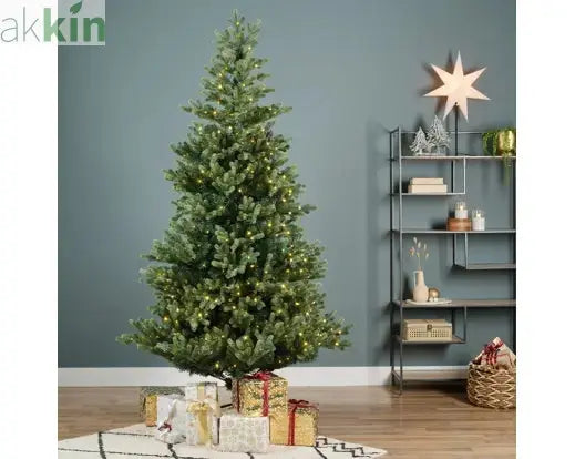 6ft 1.8m Geneva Fir GB Artificial Christmas Tree with Built In Micro LED Lights Indoor AK Kin Garden Supplies