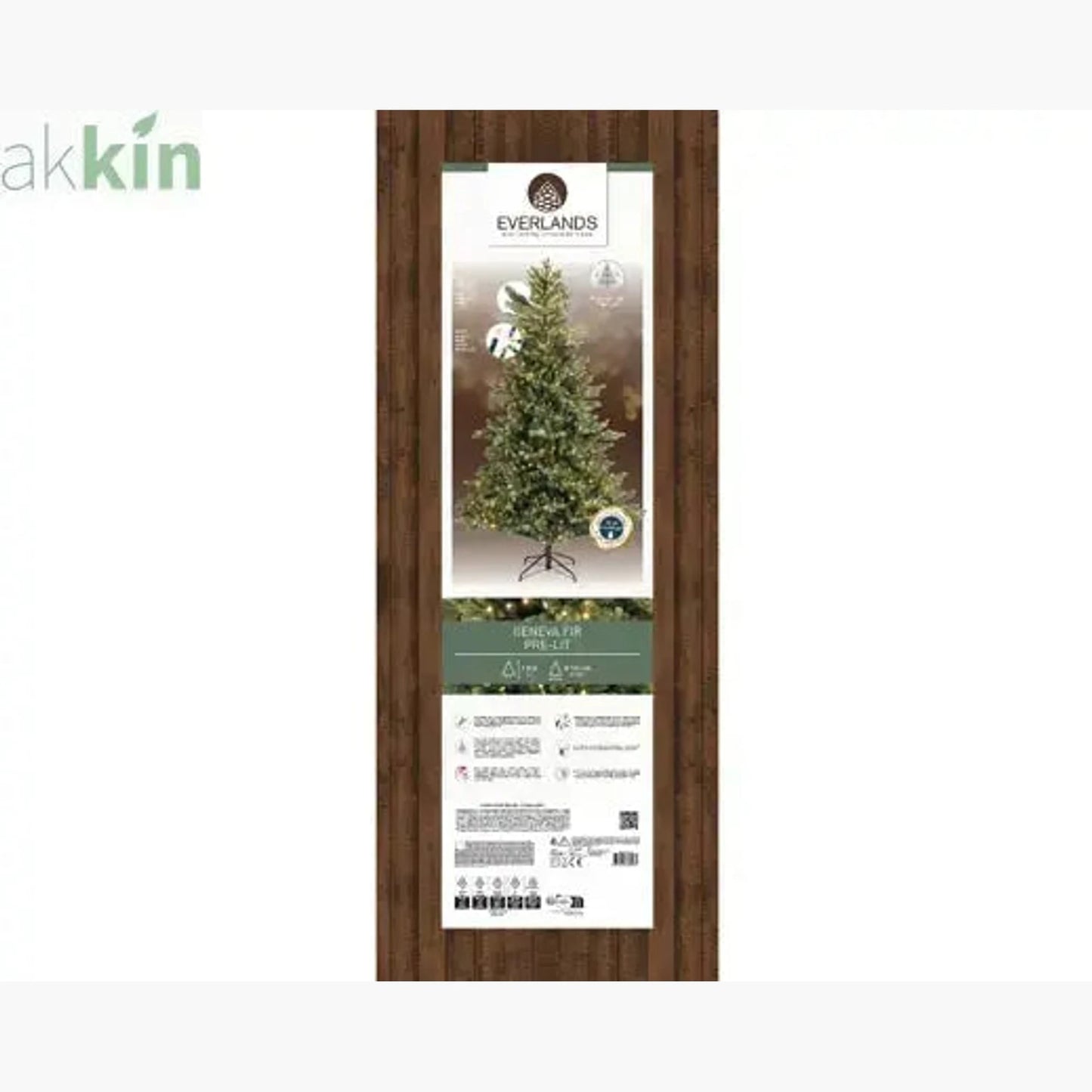 6ft 1.8m Geneva Fir GB Artificial Christmas Tree with Built In Multi Colour Micro LED Lights Indoor AK Kin Garden Supplies