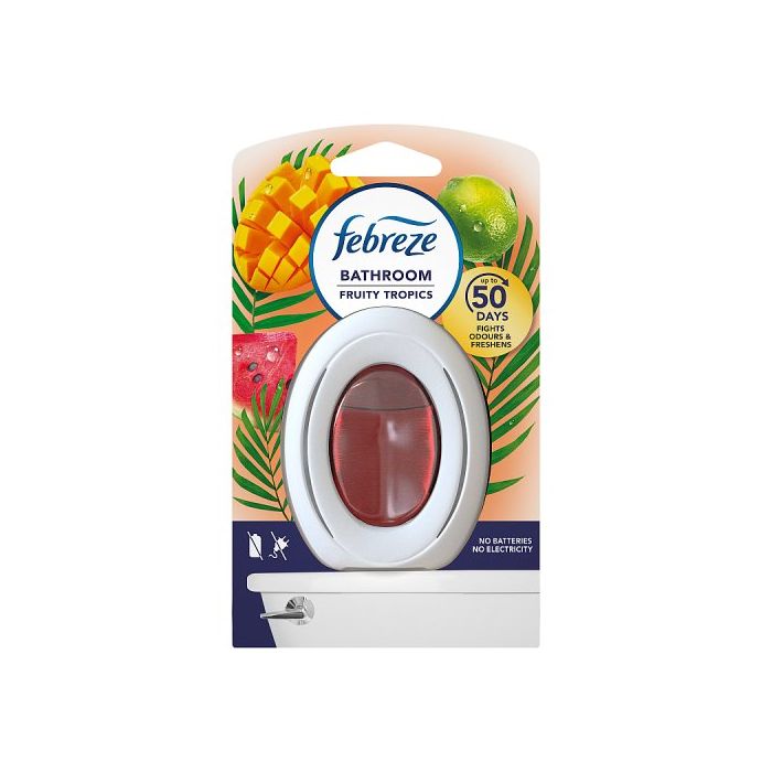 Febreze Bathroom Air Freshener Fruity Tropics Odor Control Spray Lasts 50 Days Push Button No Battery Needed