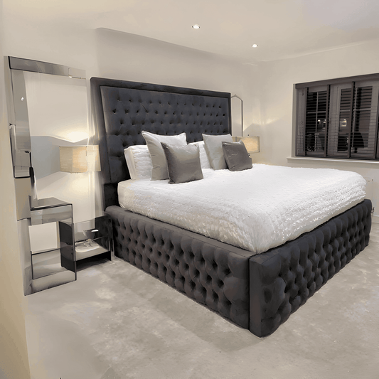 Alexandra 'High Base' Ambassador Bed Frame UK – Luxury Upholstered Bed | UK Beds Direct UK Beds Direct ltd