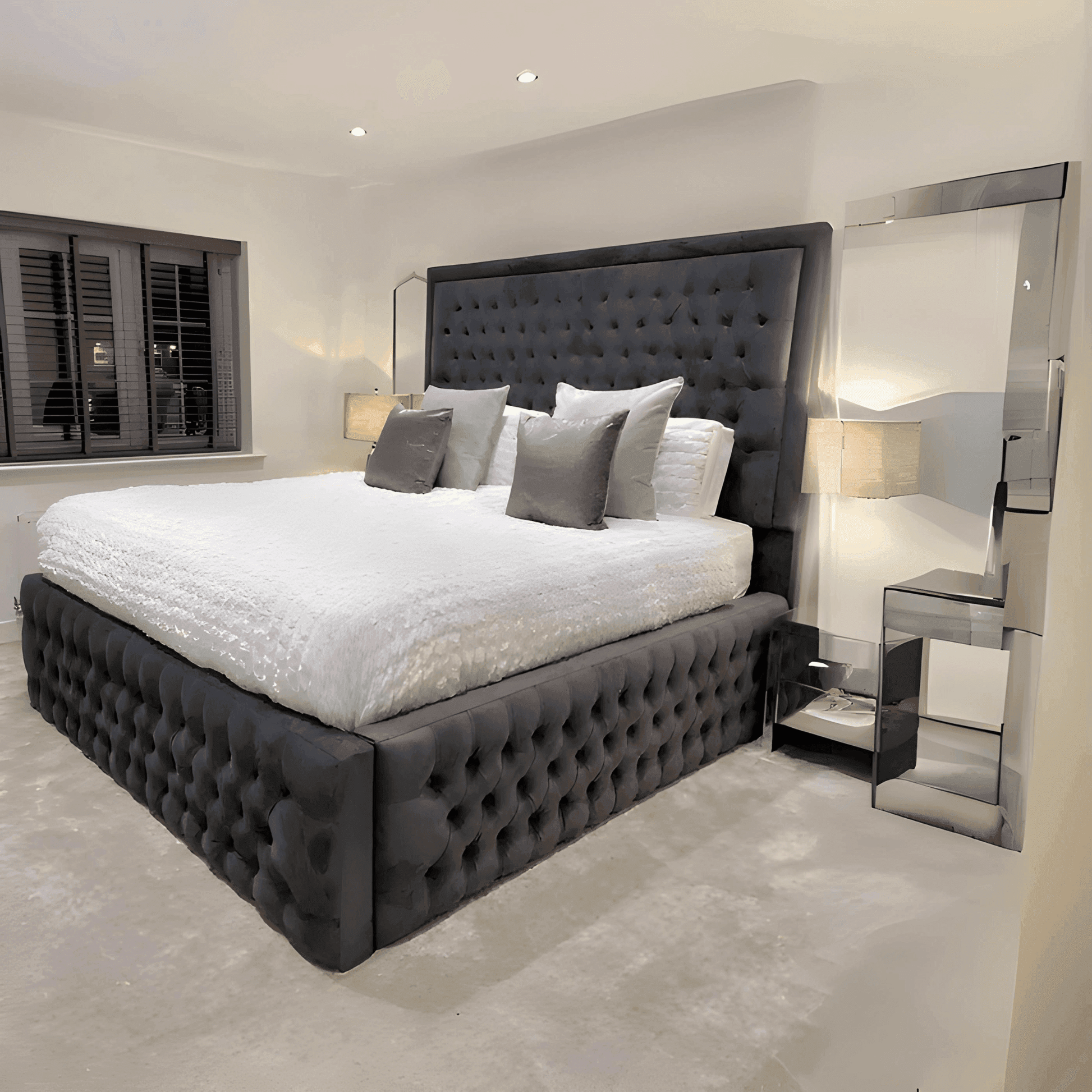 Alexandra 'High Base' Ambassador Bed Frame UK – Luxury Upholstered Bed | UK Beds Direct UK Beds Direct ltd