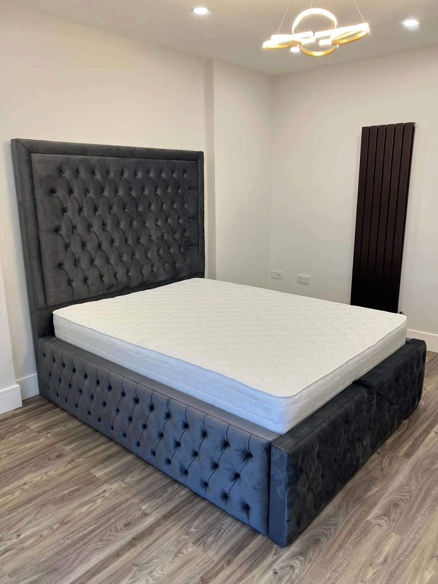 Alexandra 'High Base' Ambassador Bed Frame UK – Luxury Upholstered Bed | UK Beds Direct UK Beds Direct ltd