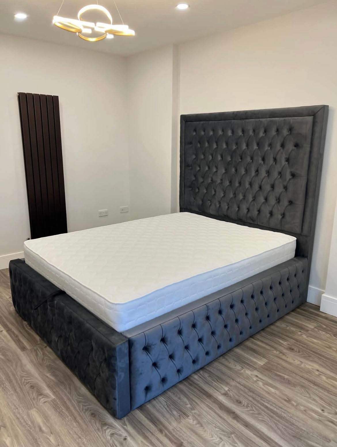 Alexandra 'High Base' Ambassador Bed Frame UK – Luxury Upholstered Bed | UK Beds Direct UK Beds Direct ltd