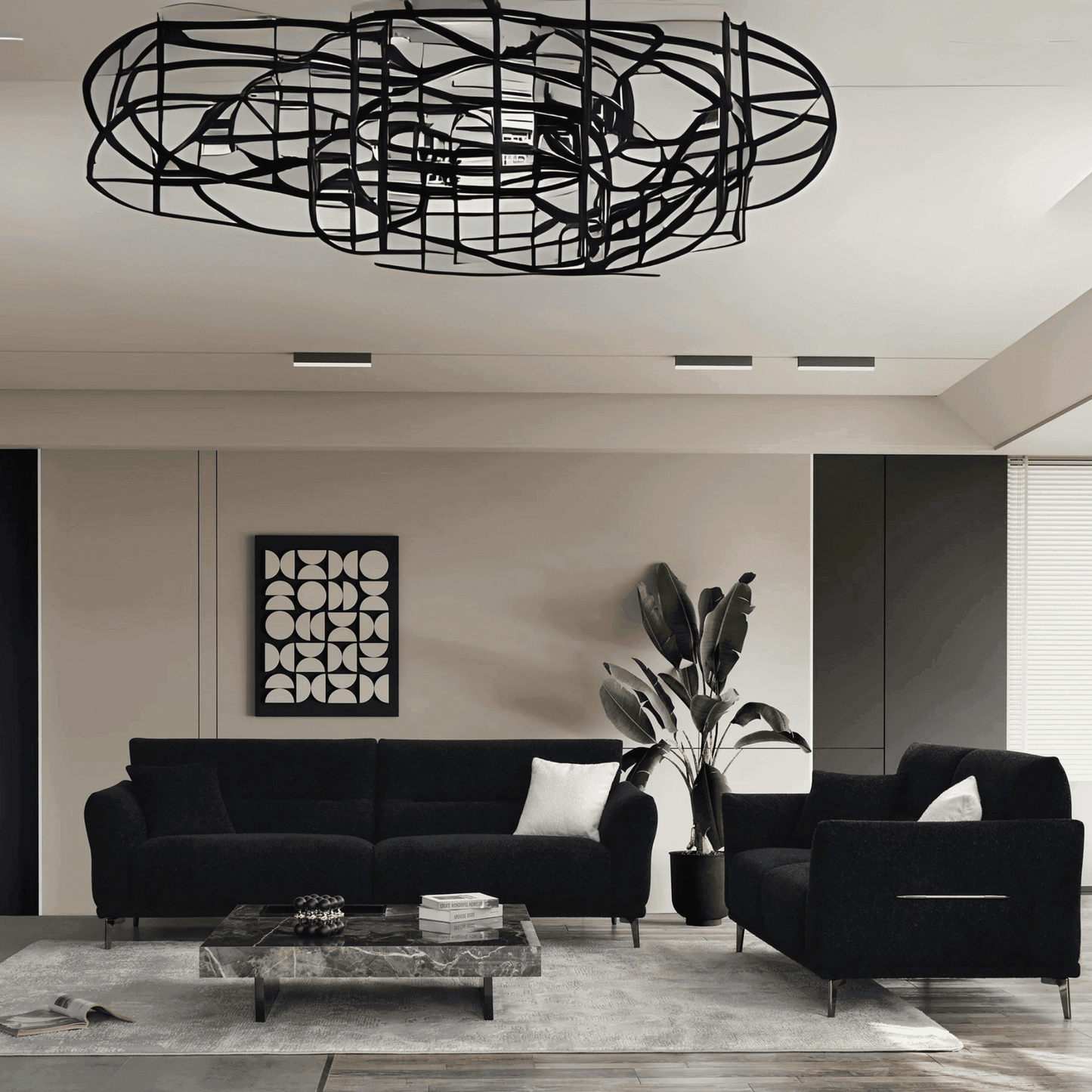 Aluxo Albany Sofa Range in Black Lux Boucle Fabric UK Beds Direct ltd