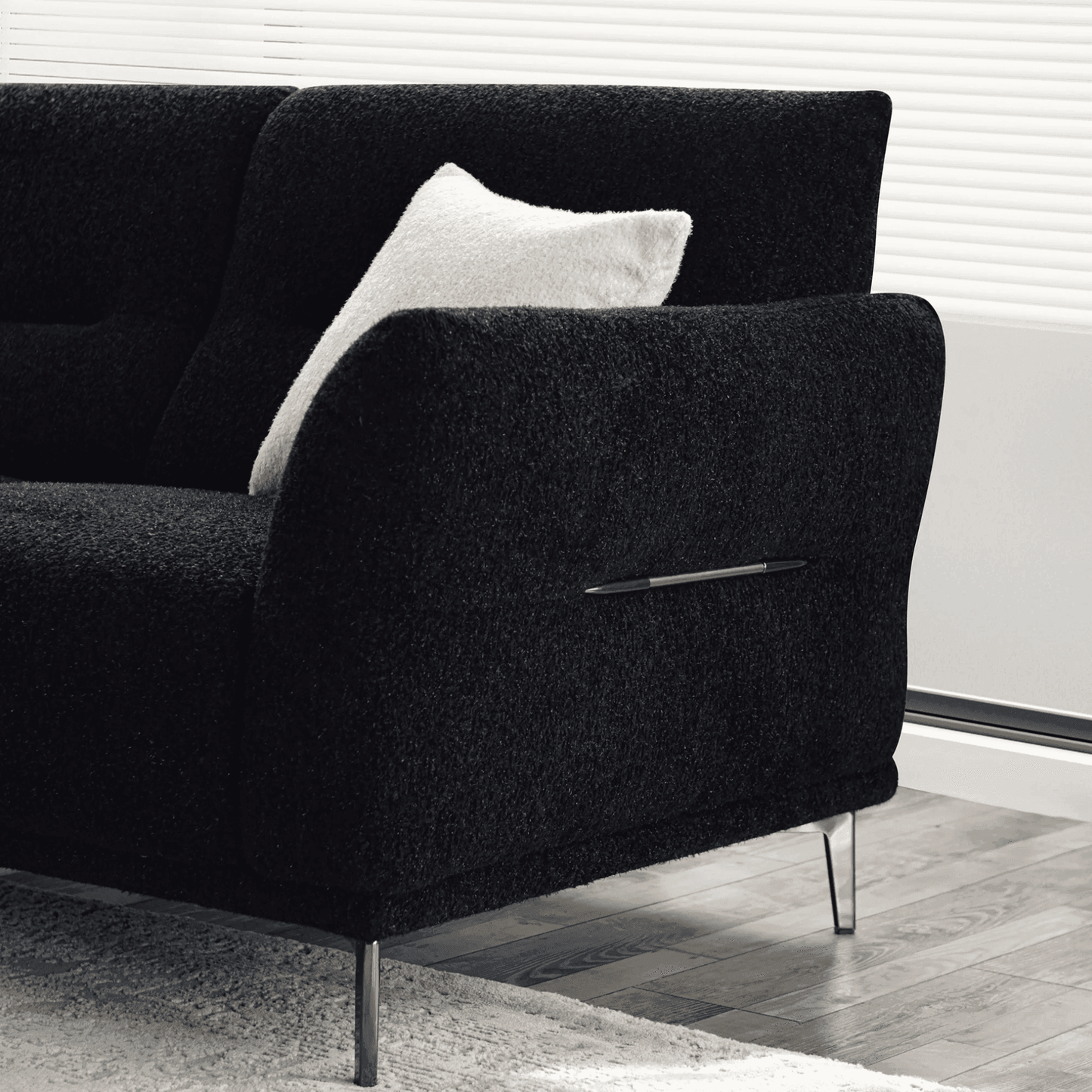 Aluxo Albany Sofa Range in Black Lux Boucle Fabric UK Beds Direct ltd