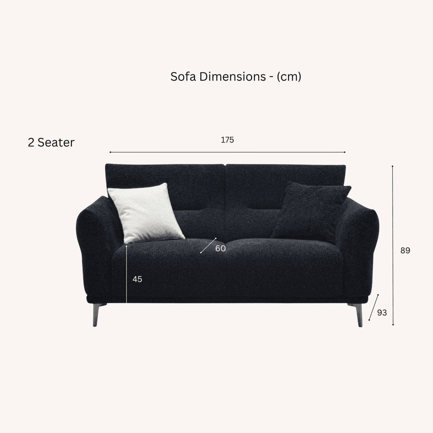 Aluxo Albany Sofa Range in Black Lux Boucle Fabric UK Beds Direct ltd