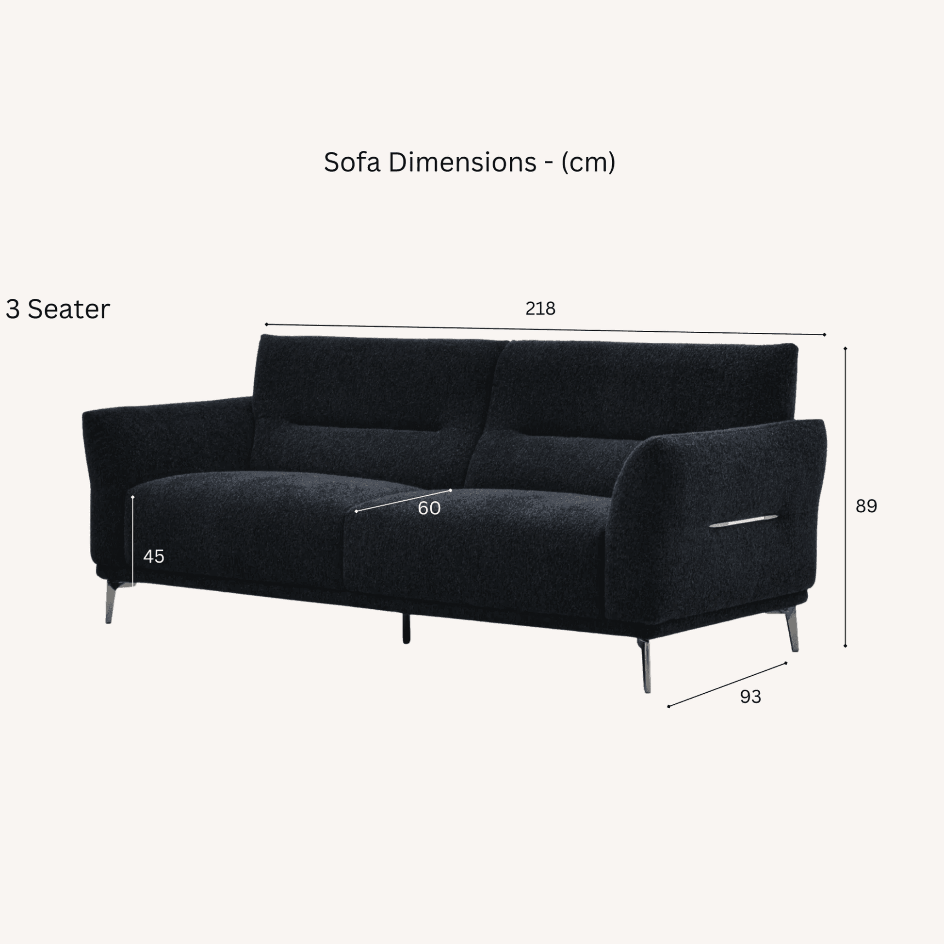 Aluxo Albany Sofa Range in Black Lux Boucle Fabric UK Beds Direct ltd