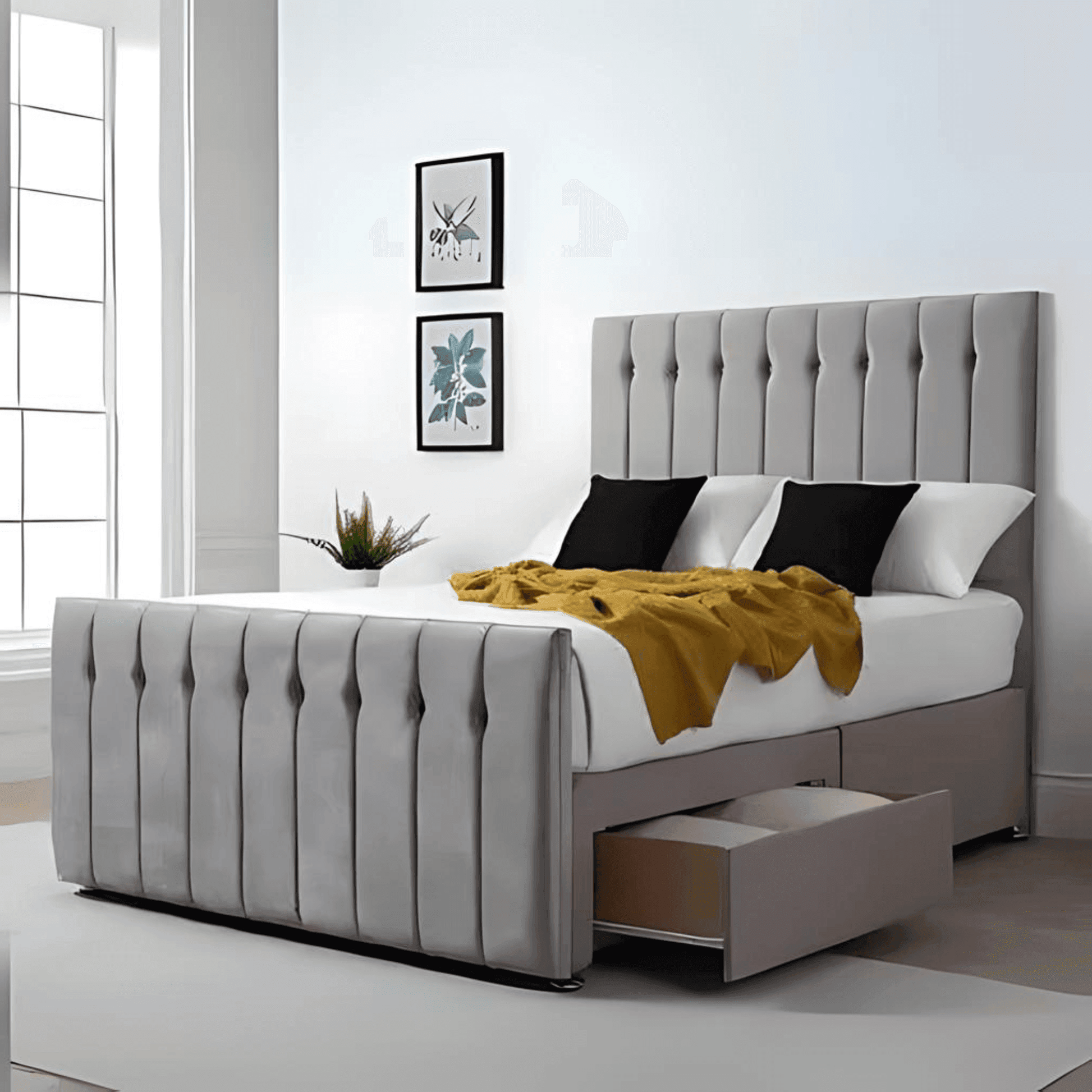 Austin Divan Bed – Tailored Finish with Matching Headboard UK Beds Direct ltd
