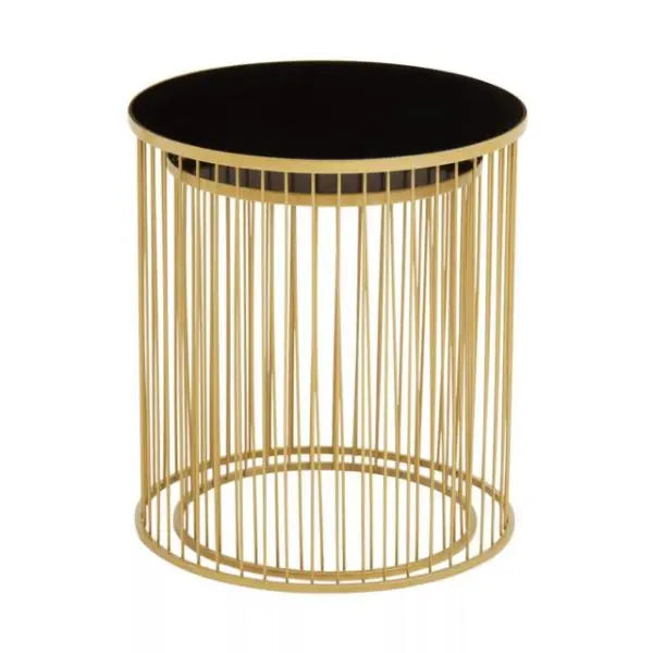 Avento Set Of Two Black And Gold Side Tables D40cm x H45cm AK Kin Garden Supplies
