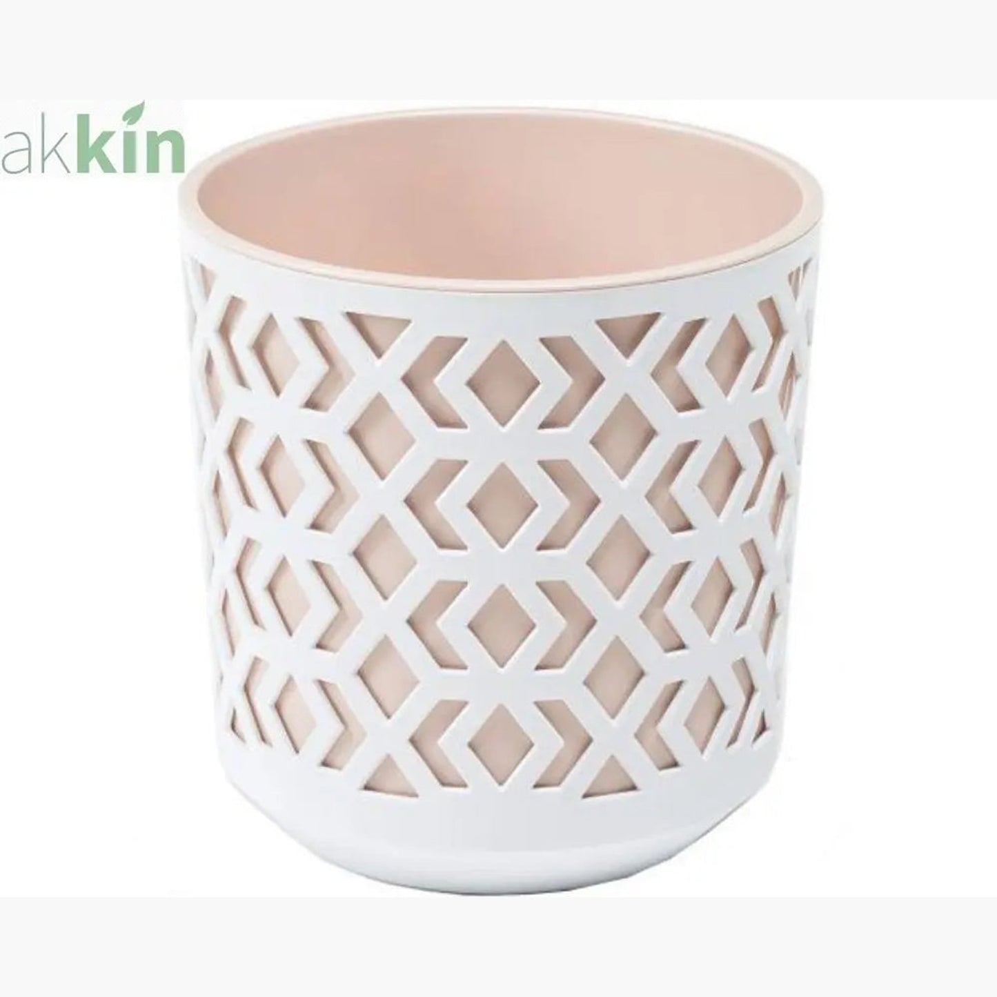 Aztec Decorative Plant Pot 19.5cm - Nude & White AK Kin Garden Supplies