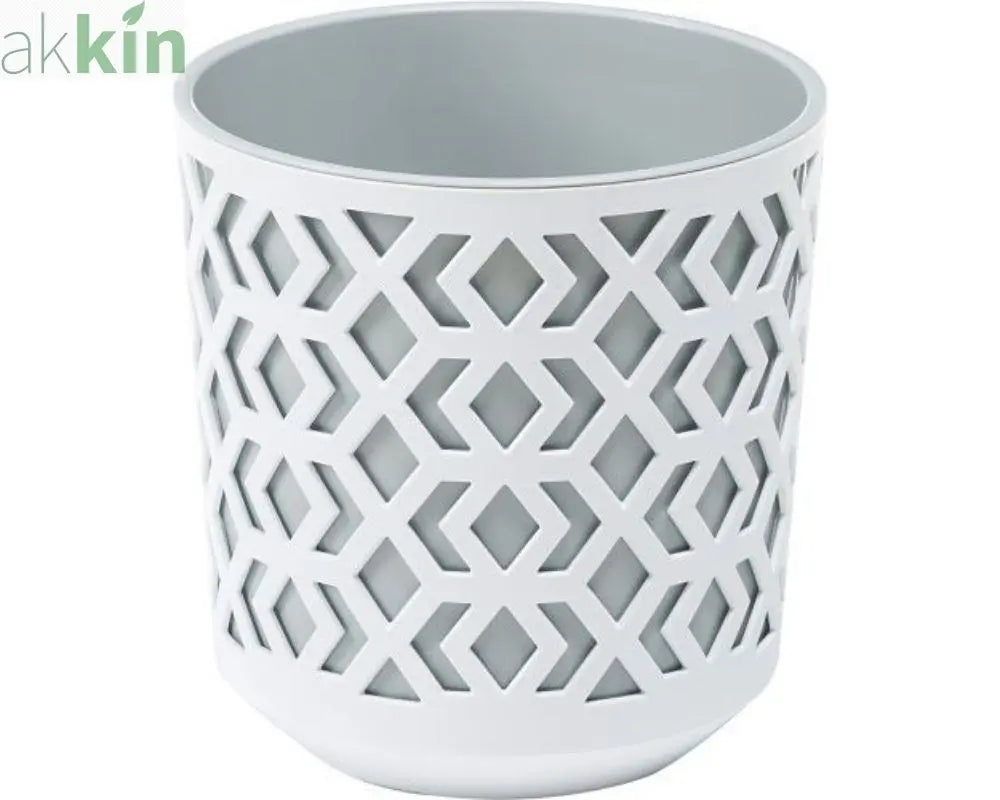 Aztec Round Planter 19.5cm Grey & White AK Kin Garden Supplies