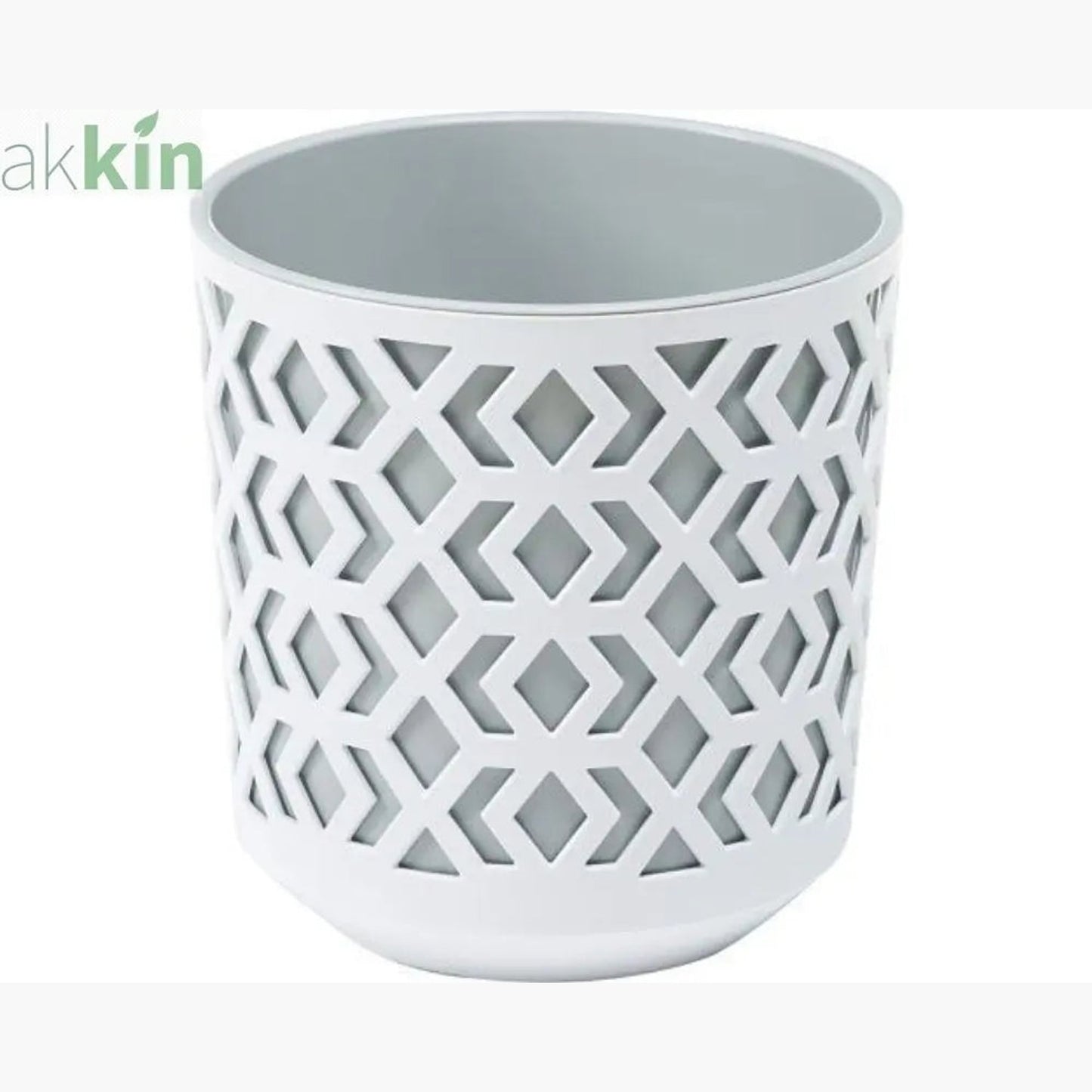 Aztec Round Planter 19.5cm Grey & White AK Kin Garden Supplies