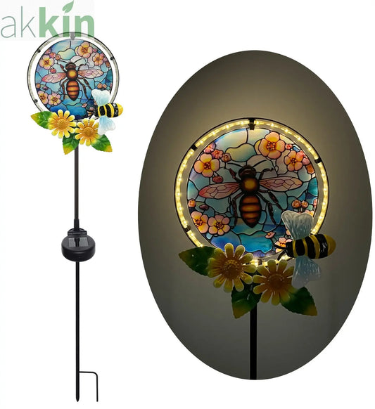 Bee Stain Glass Effect Solar Light on Stake AK Kin Garden Supplies