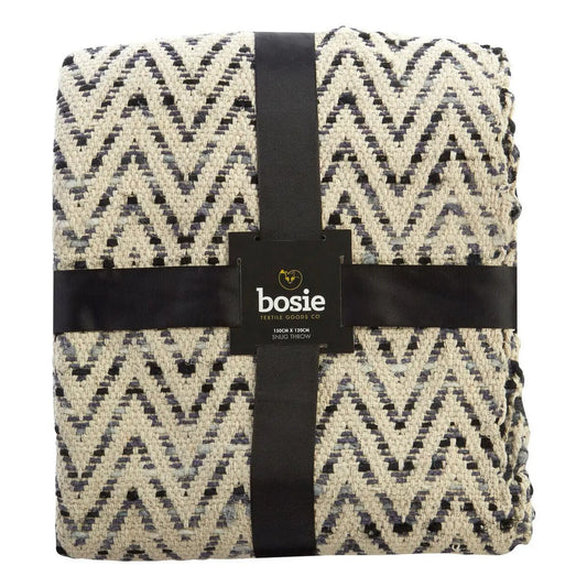 Bosie Chevron Beige and Grey Woven Throw H3 x D120 x W150 AK Kin Garden Supplies