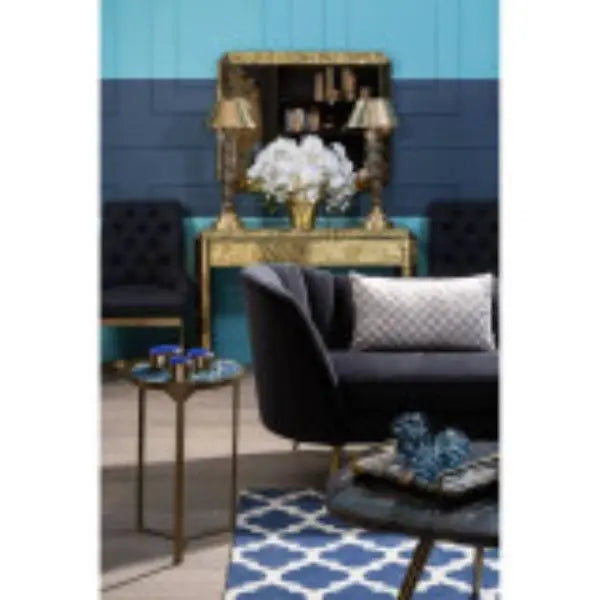 Bosie Kensington Townhouse Navy Blue and White Rug H2 x D120 x W180 AK Kin Garden Supplies