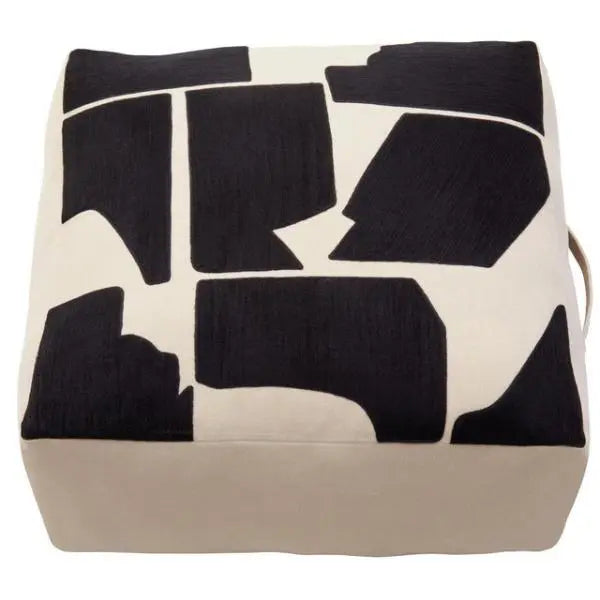 Bosie Ozella Natural And Black Square Floor Cushion W55 x D55 x H30 AK Kin Garden Supplies