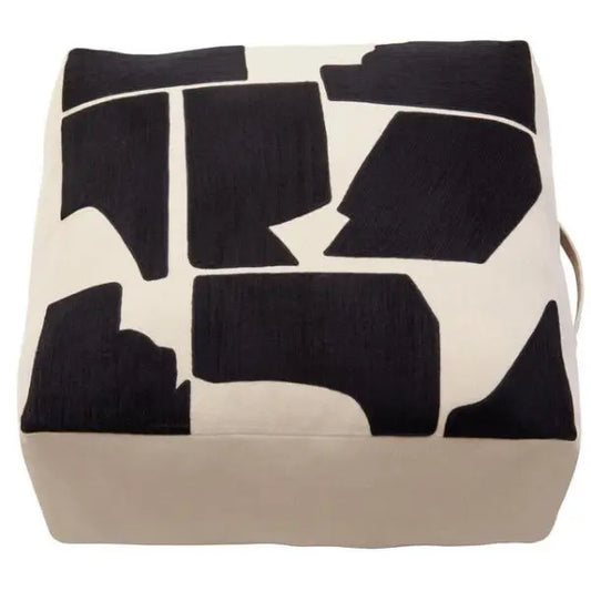 Bosie Ozella Natural And Black Square Floor Cushion W55 x D55 x H30 AK Kin Garden Supplies
