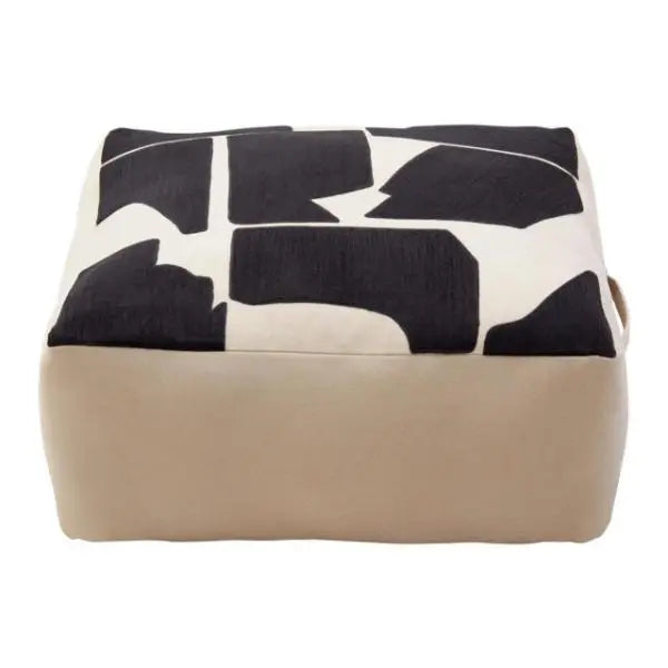 Bosie Ozella Natural And Black Square Floor Cushion W55 x D55 x H30 AK Kin Garden Supplies