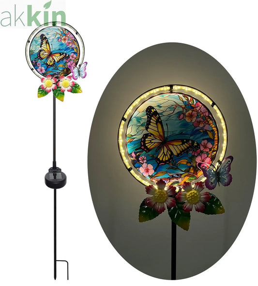Butterfly Stain Glass Effect Solar Light on Stake AK Kin Garden Supplies