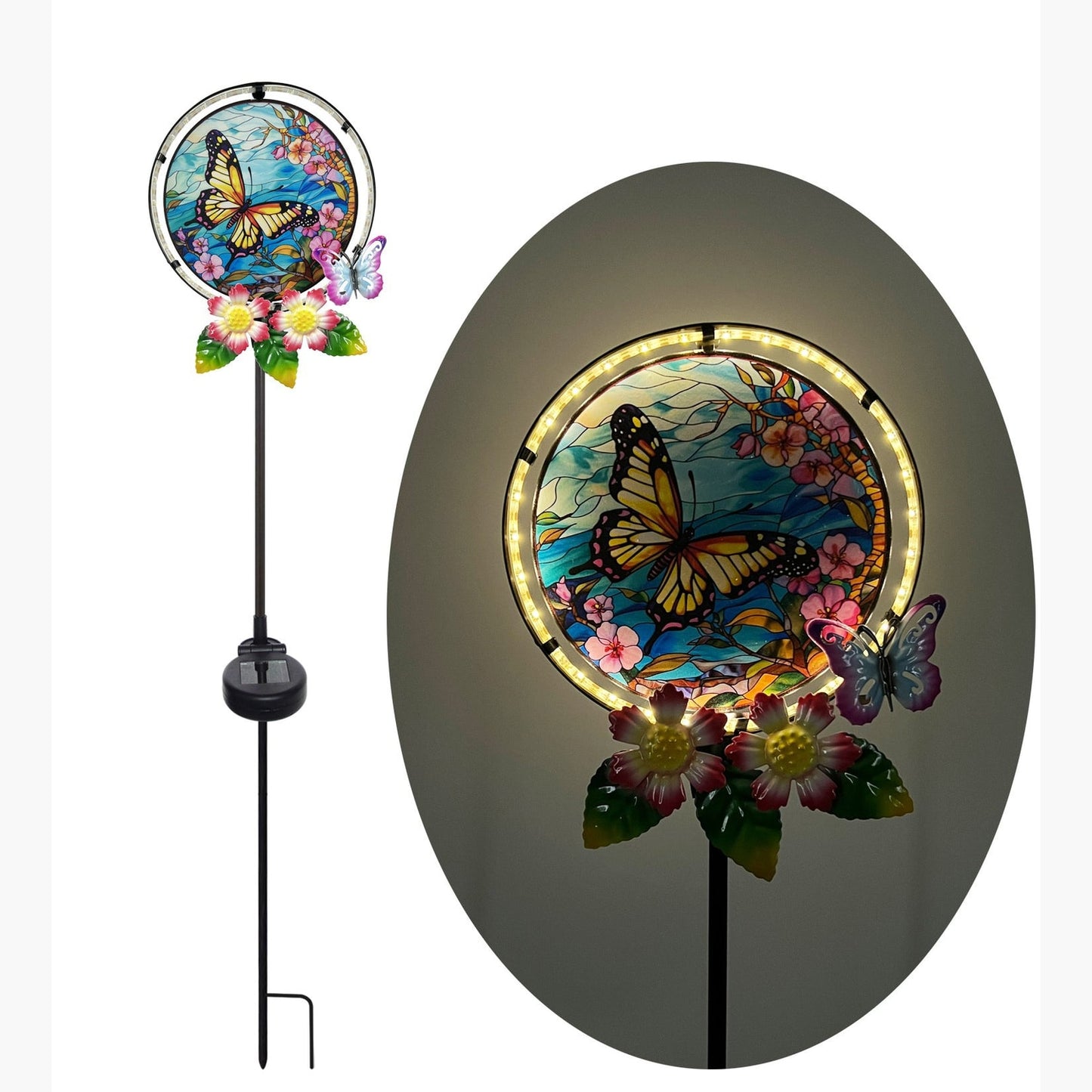 Butterfly Stain Glass Effect Solar Light on Stake AK Kin Garden Supplies