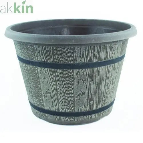 Cask Planter with Band 25cm  Driftwood AK Kin Garden Supplies