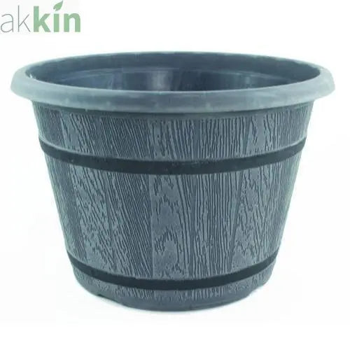 Cask Planter with Band 25cm  Grey AK Kin Garden Supplies
