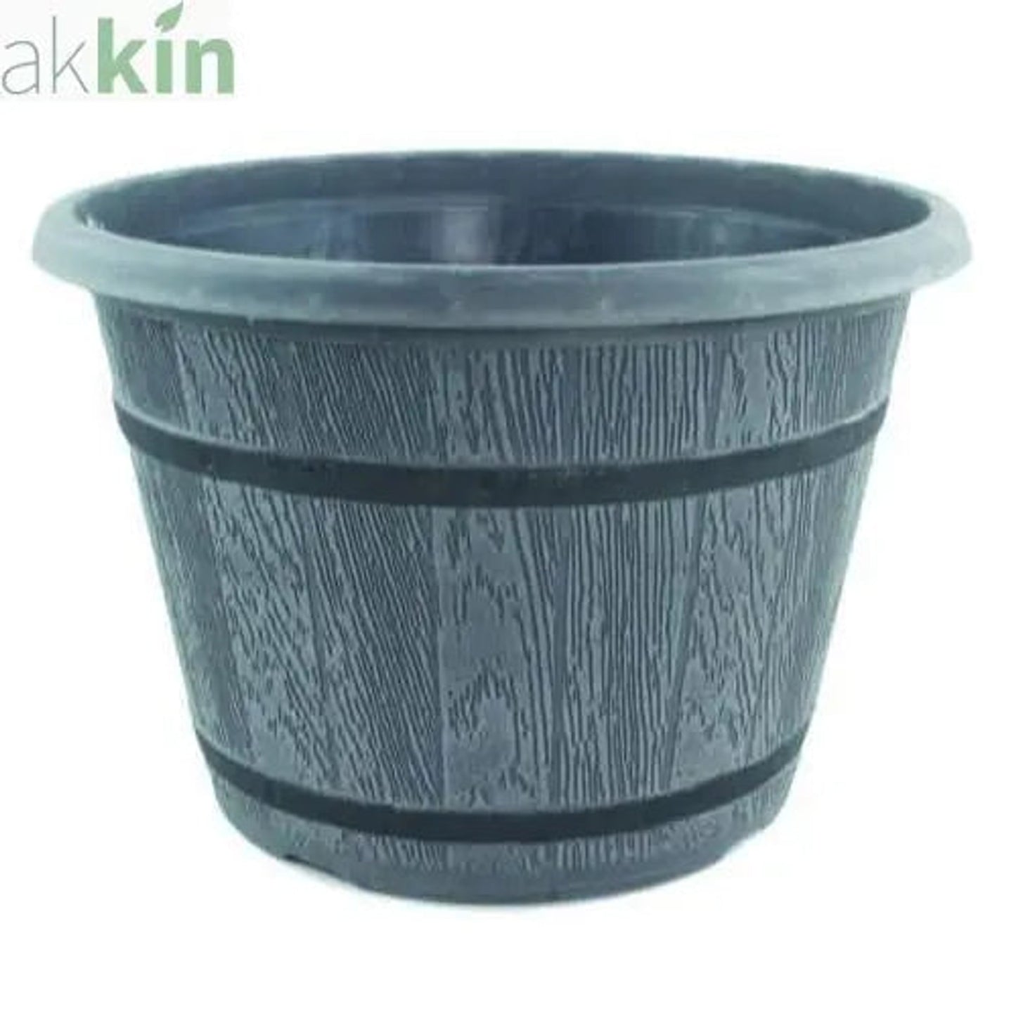 Cask Planter with Band 41cm Grey AK Kin Garden Supplies