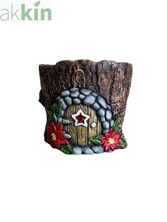 Cement Christmas Fairy House 17.5cm - Red Star AK Kin Garden Supplies