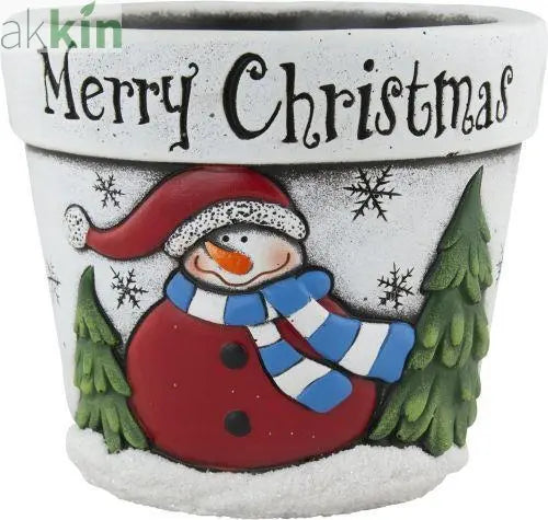 Cement Planter Merry Christmas Snowman 18cm AK Kin Garden Supplies