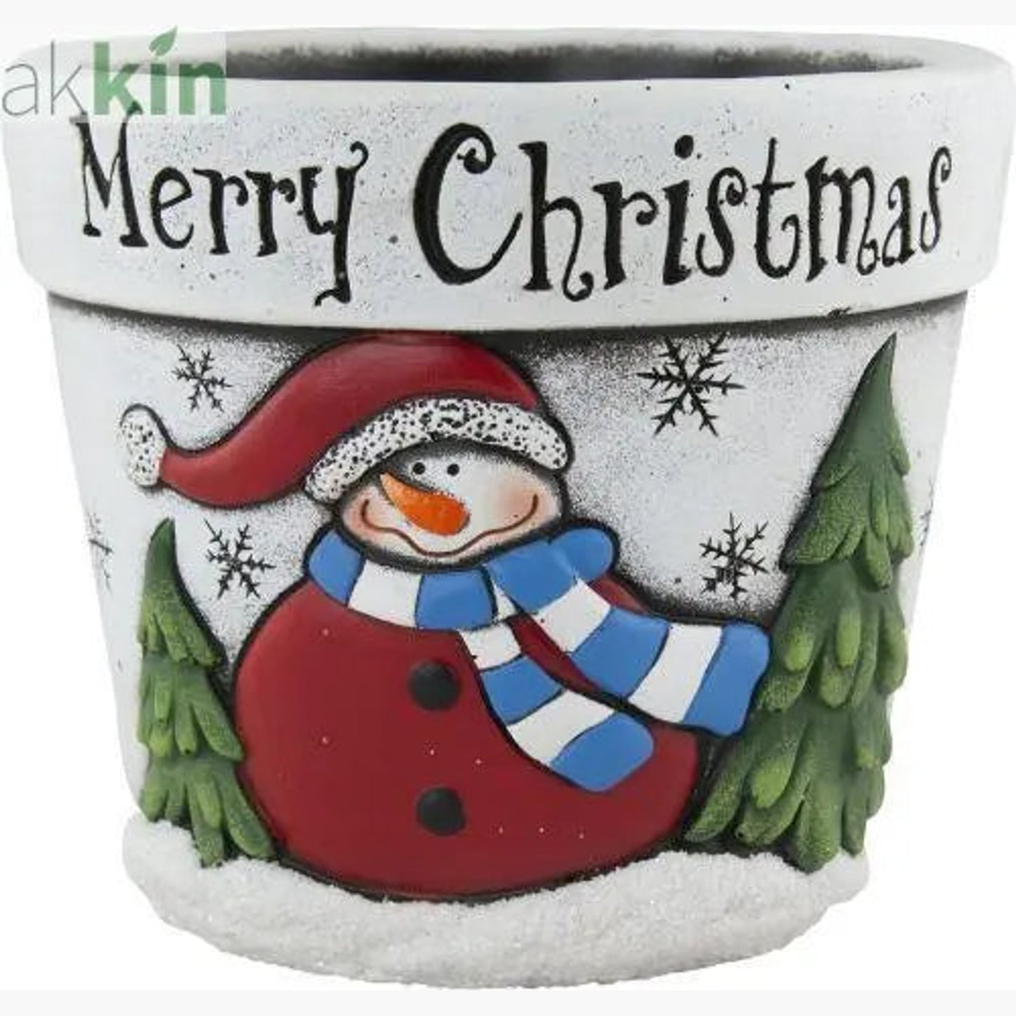 Cement Planter Merry Christmas Snowman 18cm AK Kin Garden Supplies