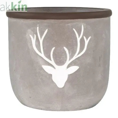 Cement Planter Stag Head 14cm Grey & White AK Kin Garden Supplies