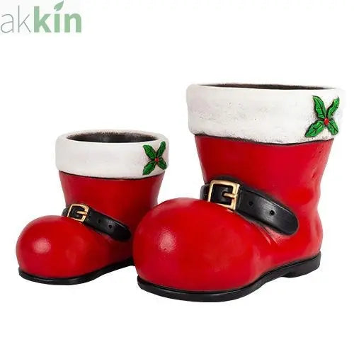 Cement Xmas Boot 19cm AK Kin Garden Supplies