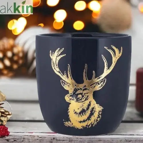 Ceramic Stag Planter 14.5cm Blue & Gold AK Kin Garden Supplies
