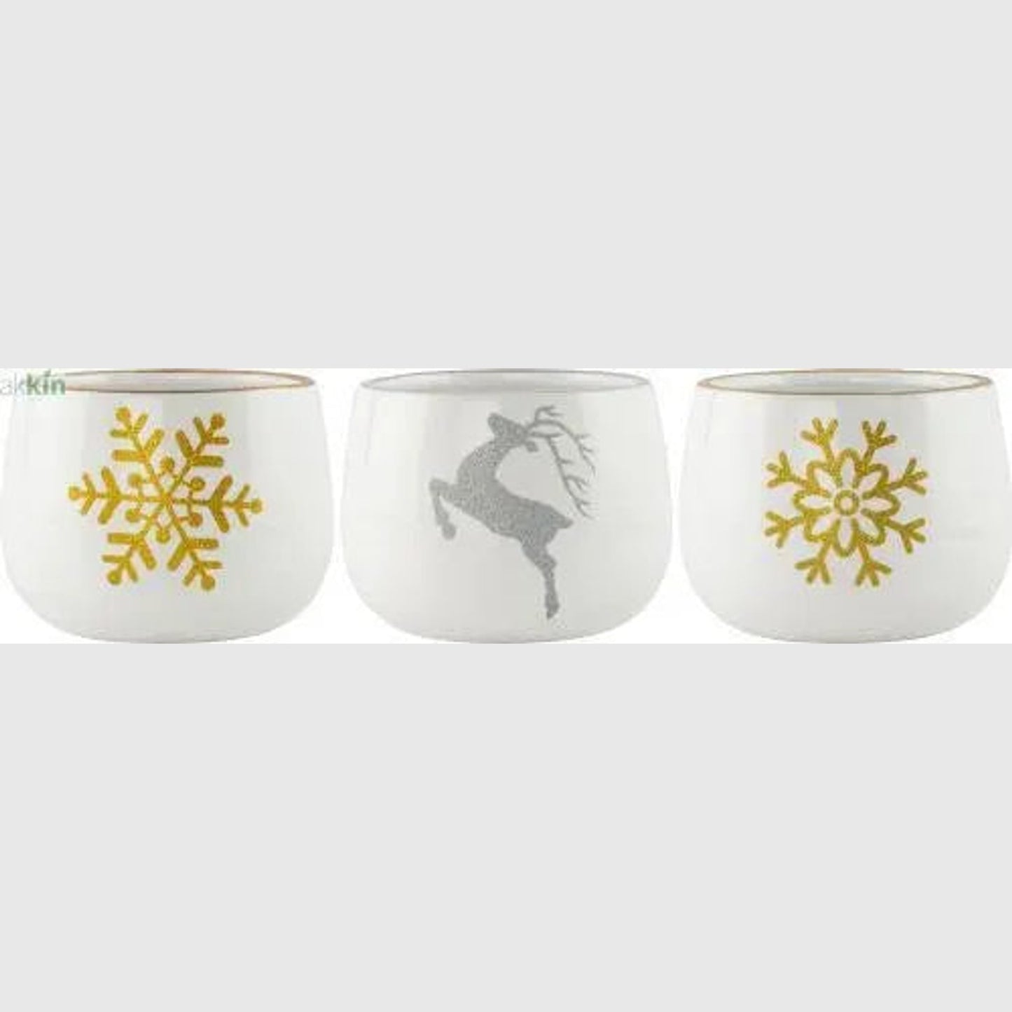 Ceramic Planters Christmas 13.5cm Mixed Set of 3 AK Kin Garden Supplies