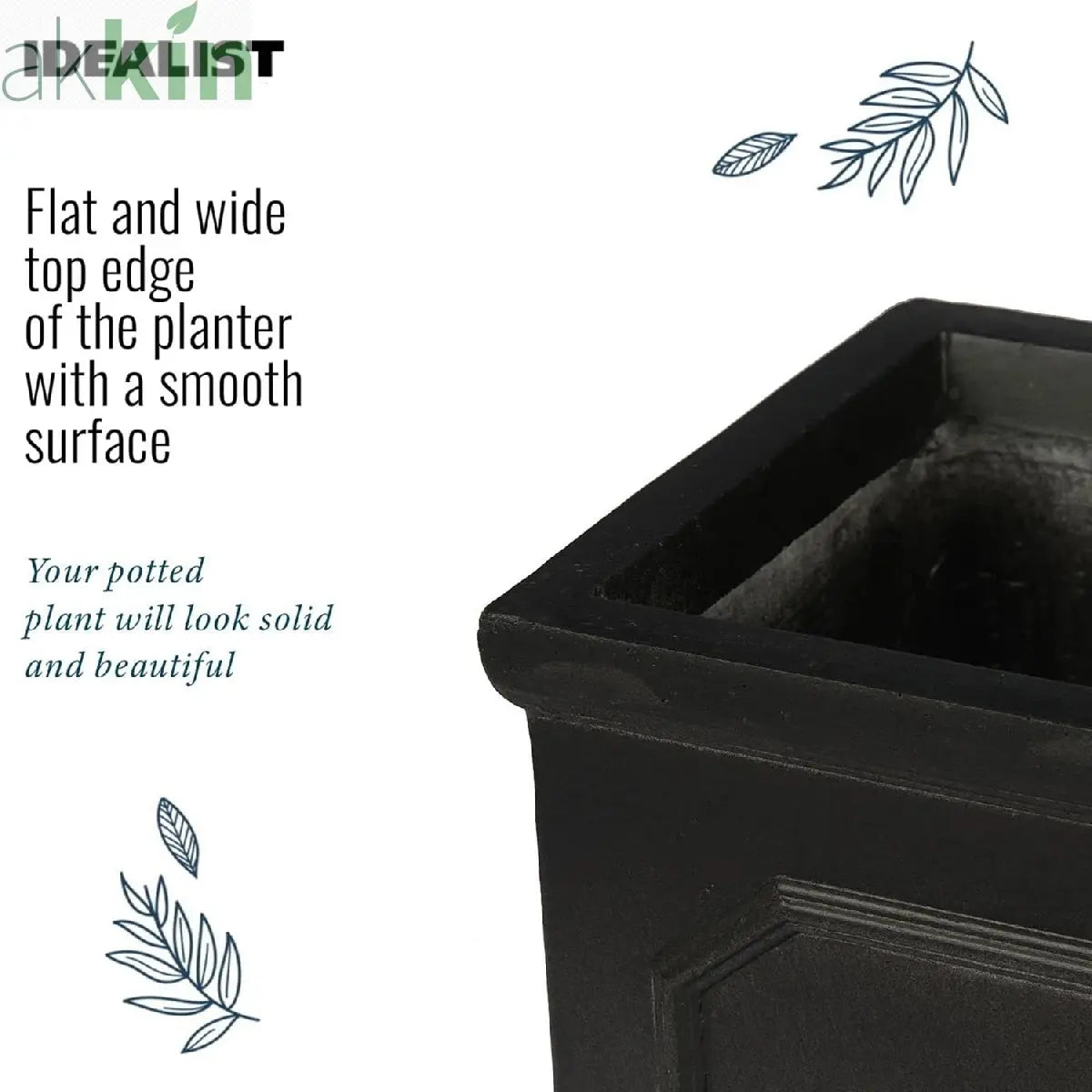 IDEALIST Lite Chelsea Flower Box Square Garden Planter, Faux Lead Light Stone Outdoor Plant Pot W22 H22 L22 cm, 11L One Click Plants