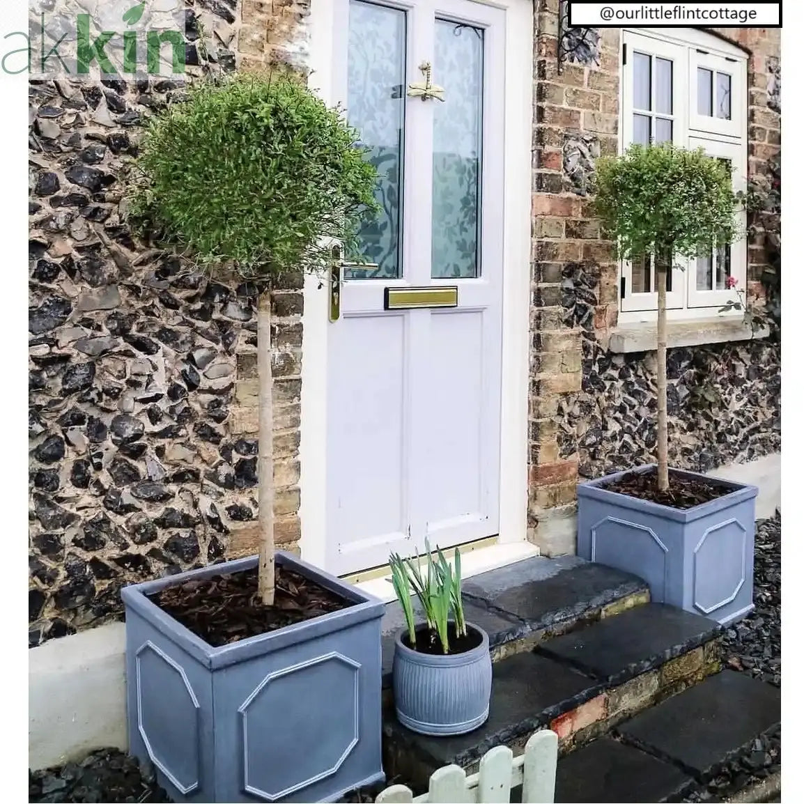 IDEALIST Lite Chelsea Flower Box Square Garden Planter, Faux Lead Light Stone Outdoor Plant Pot W30 H30 L30 cm, 27L One Click Plants