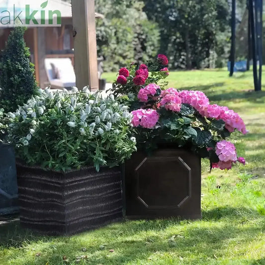 IDEALIST Lite Chelsea Flower Box Square Garden Planter, Faux Lead Light Stone Outdoor Plant Pot W37 H38 L37 cm, 52L One Click Plants
