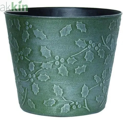 Christmas Planter Cover Holly 18cm Green AK Kin Garden Supplies