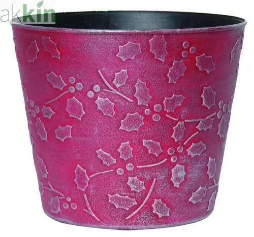 Christmas Planter Cover Holly 18cm Red AK Kin Garden Supplies