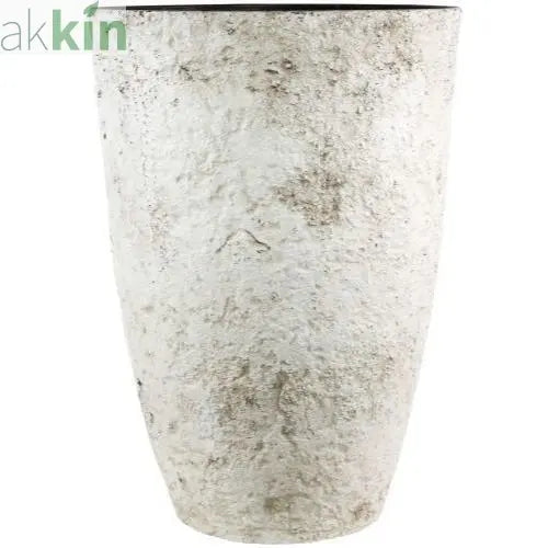 Concrete Look Planter Tall Round 43cm  White AK Kin Garden Supplies