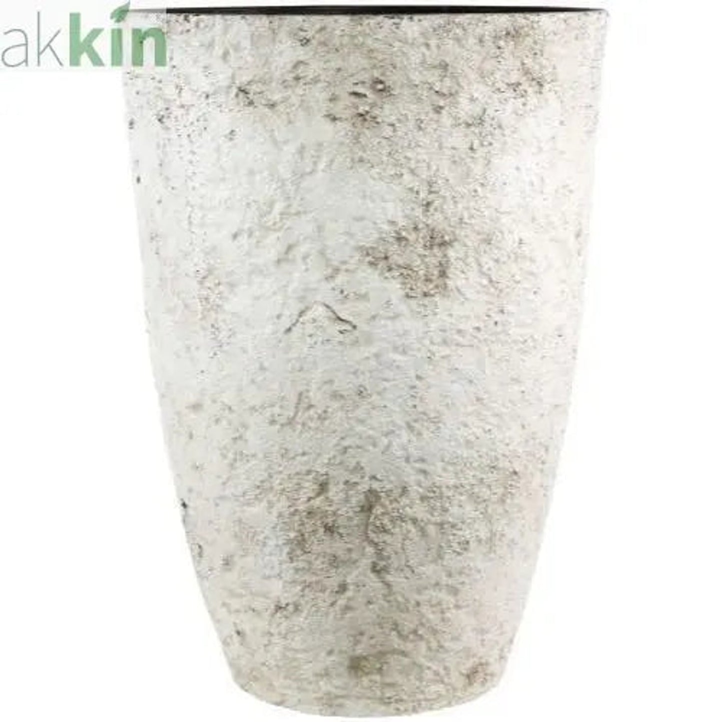 Concrete Look Planter Tall Round 43cm White AK Kin Garden Supplies