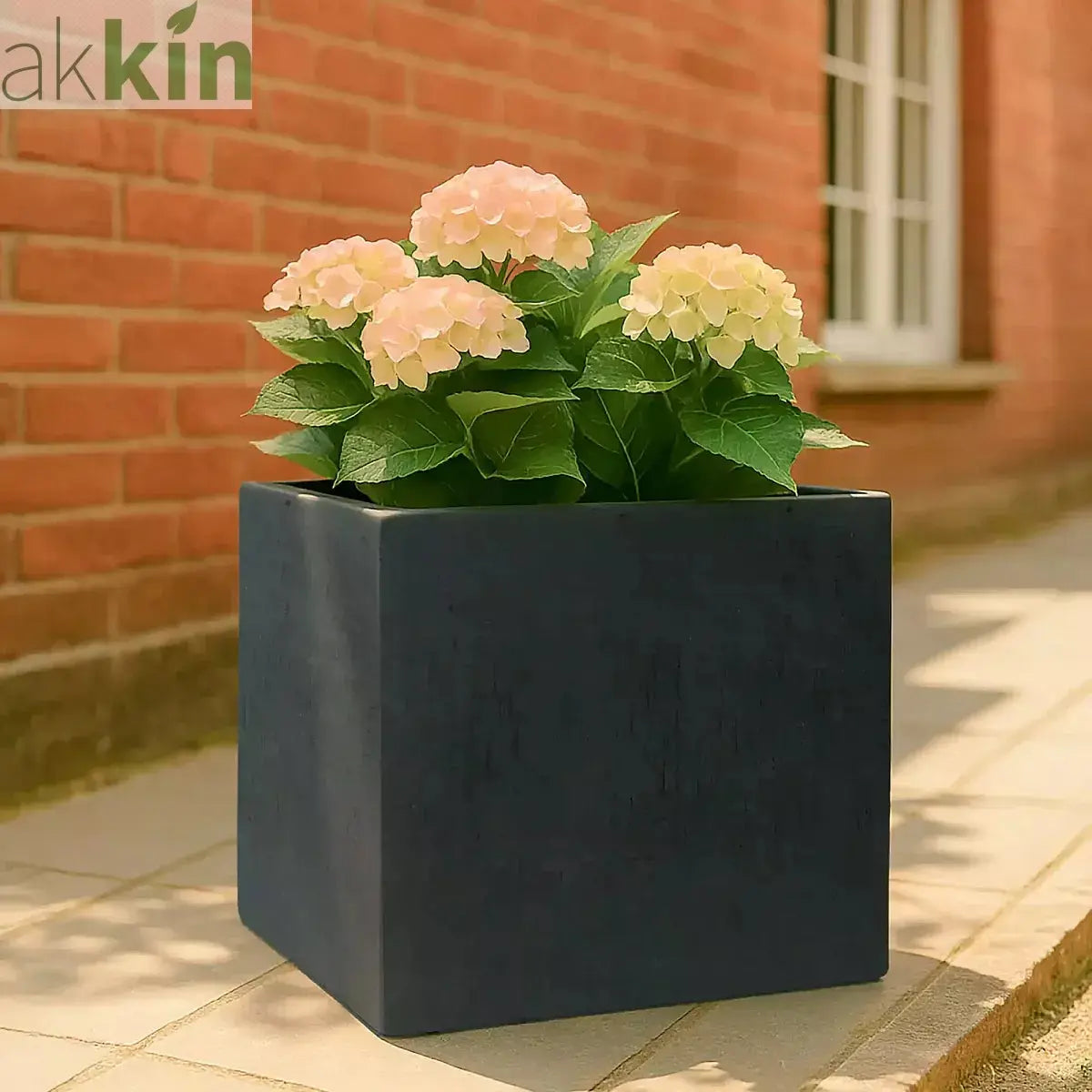 IDEALIST Lite Contemporary Flower Box Square Garden Planter, Faux Lead Light Concrete Outdoor Large Plant Pot H50 L50 W50 cm, 126L One Click Plants