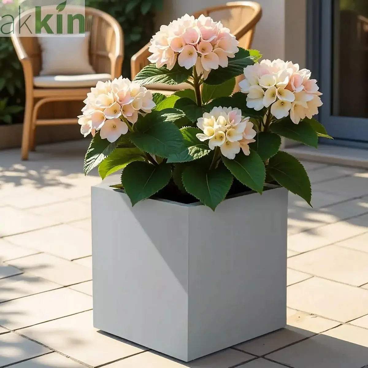 IDEALIST Lite Contemporary Flower Box Square Garden Planter, Faux Lead Light Concrete Outdoor Large Plant Pot H50 L50 W50 cm, 126L One Click Plants