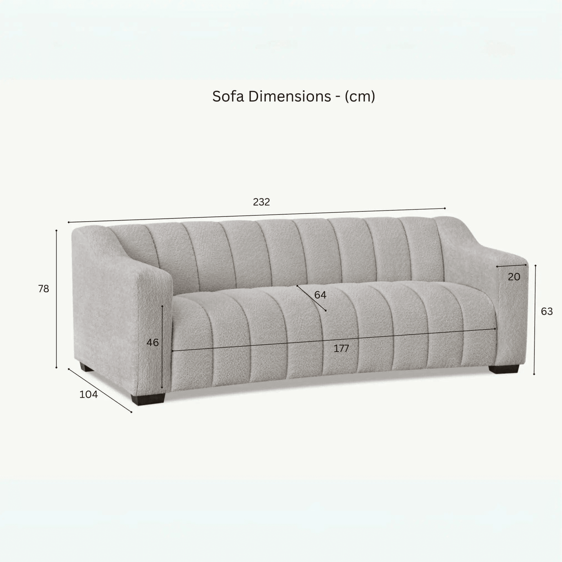Aluxo Astoria 3 Seater Sofa in Iron Boucle Fabric UK Beds Direct ltd