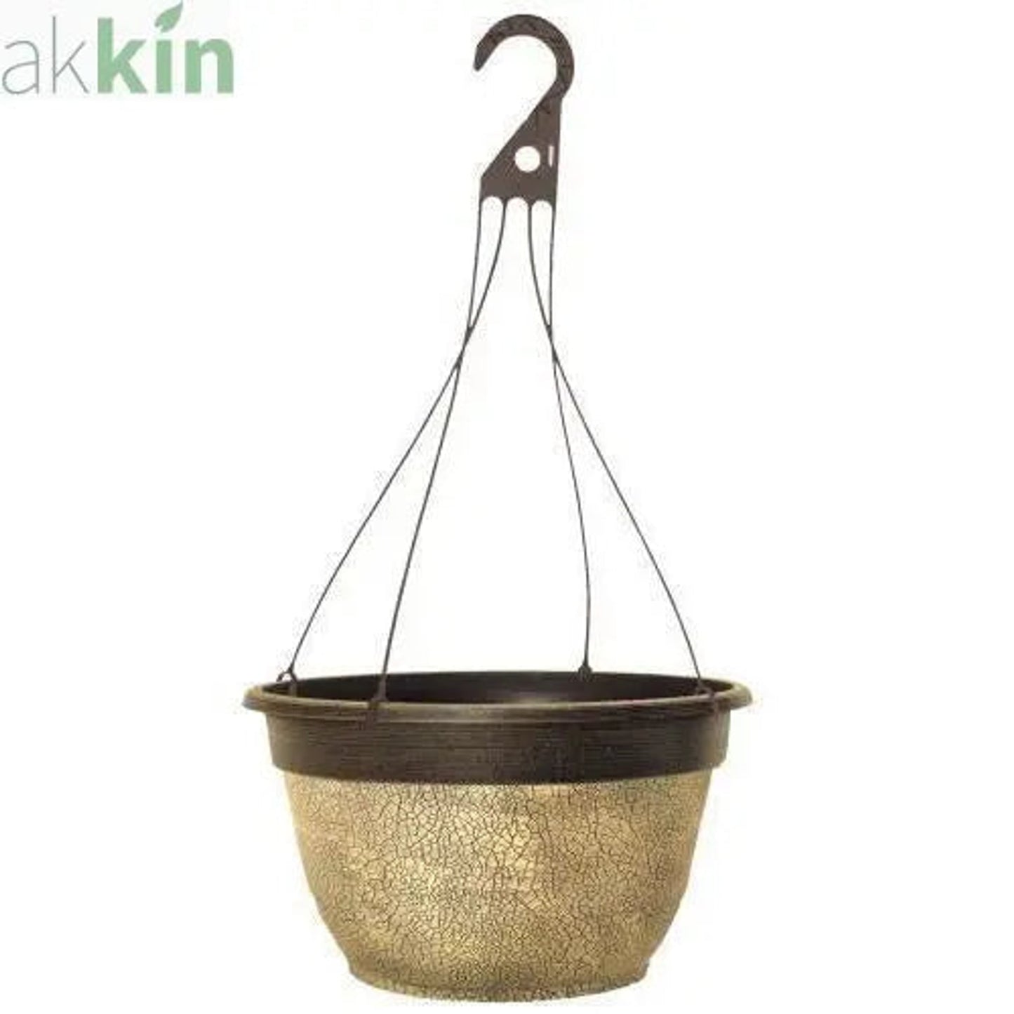 Crackle Hanging Basket 12" Ceramic Cream AK Kin Garden Supplies