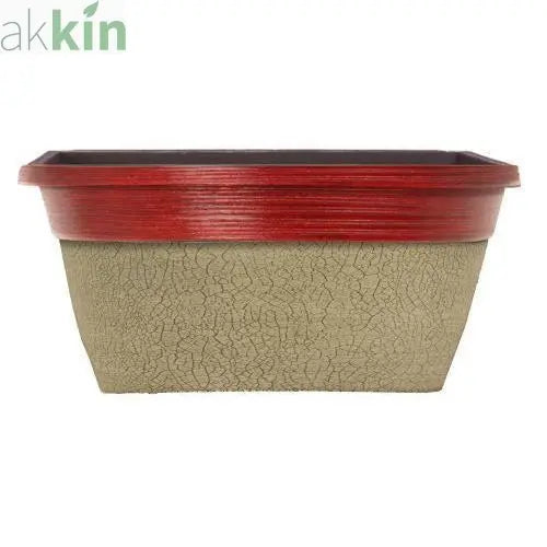 Crackle Window Box 30cm  Ceramic White/Glitz Red AK Kin Garden Supplies