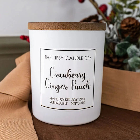Cranberry Ginger Punch candle 300ml White Jar House, Home & Garden