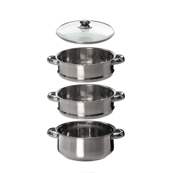 Crosse 3 Tier Stainless Steel Steamer with Glass Lid House, Home & Garden