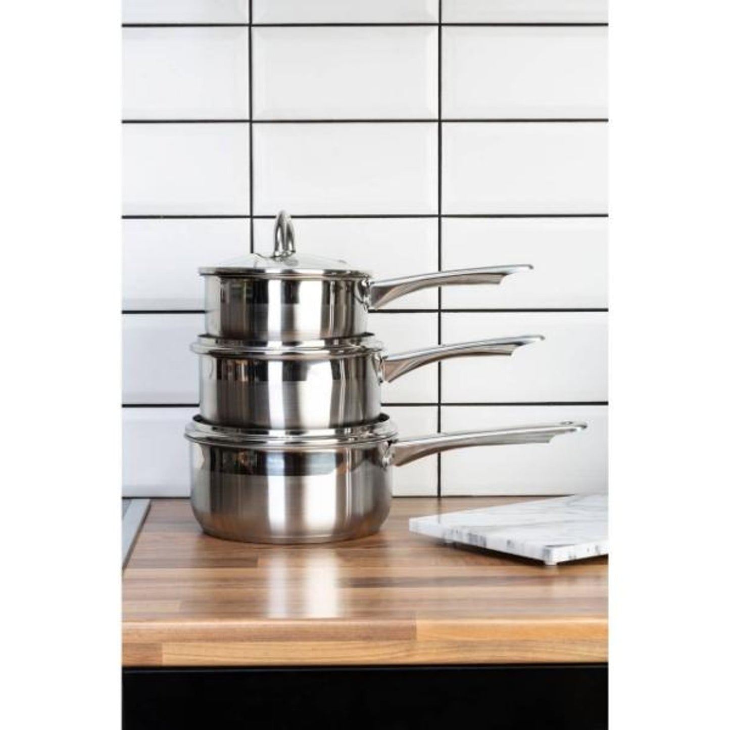 Crosse Set of 3 Stainless Steel Saucepan with Lids House, Home & Garden