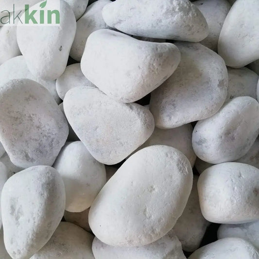 Decorative Garden Stones Aegean White Marble Cobbles 60-40mm 25kg - AK Kin Garden Supplies